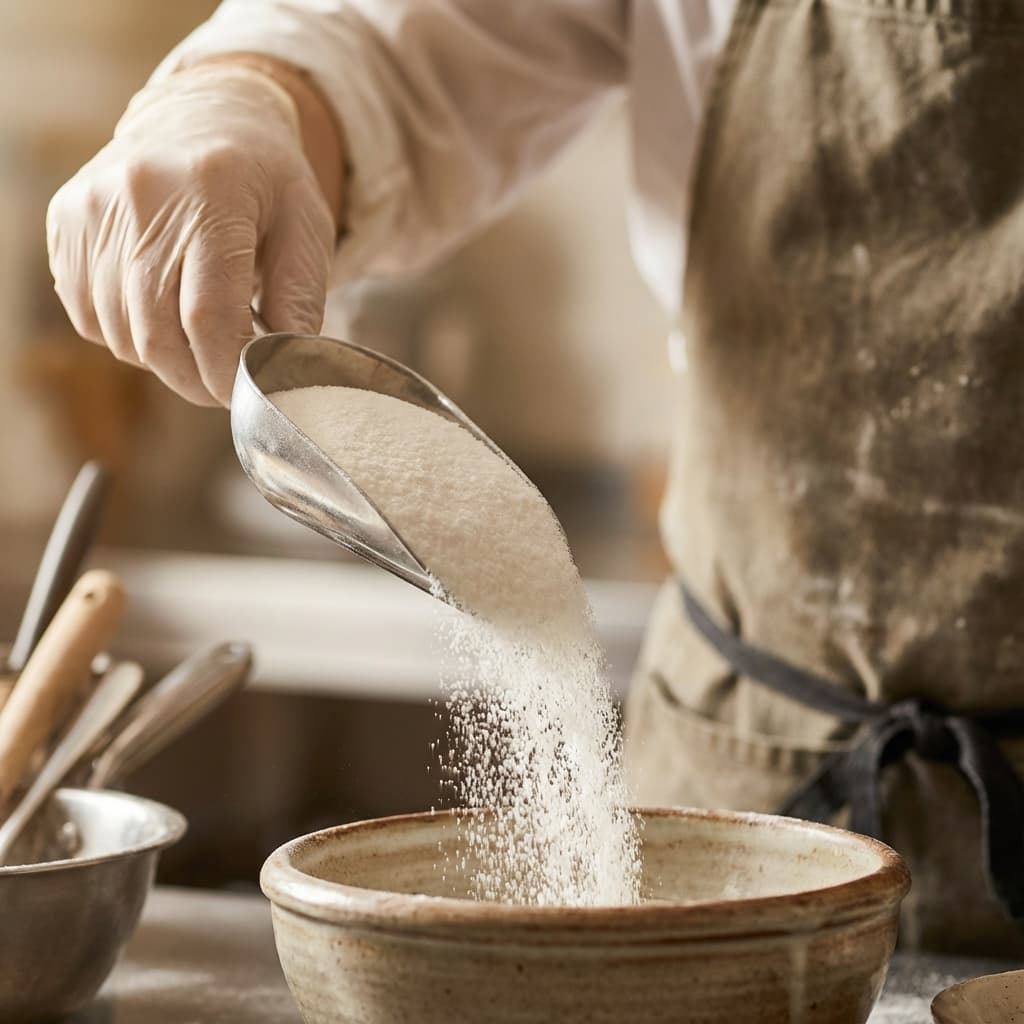 Chef pouring ingredients